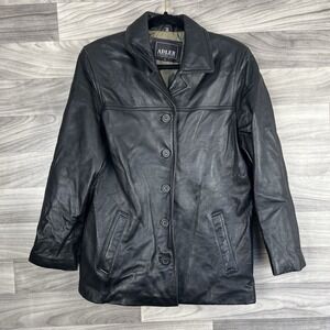 Adler Collection Genuine Leather Jacket Womens Size L Black Coat Cold Weather